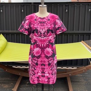 Michael Kors Fuchsia Digital Print Floral Dress - Size 12